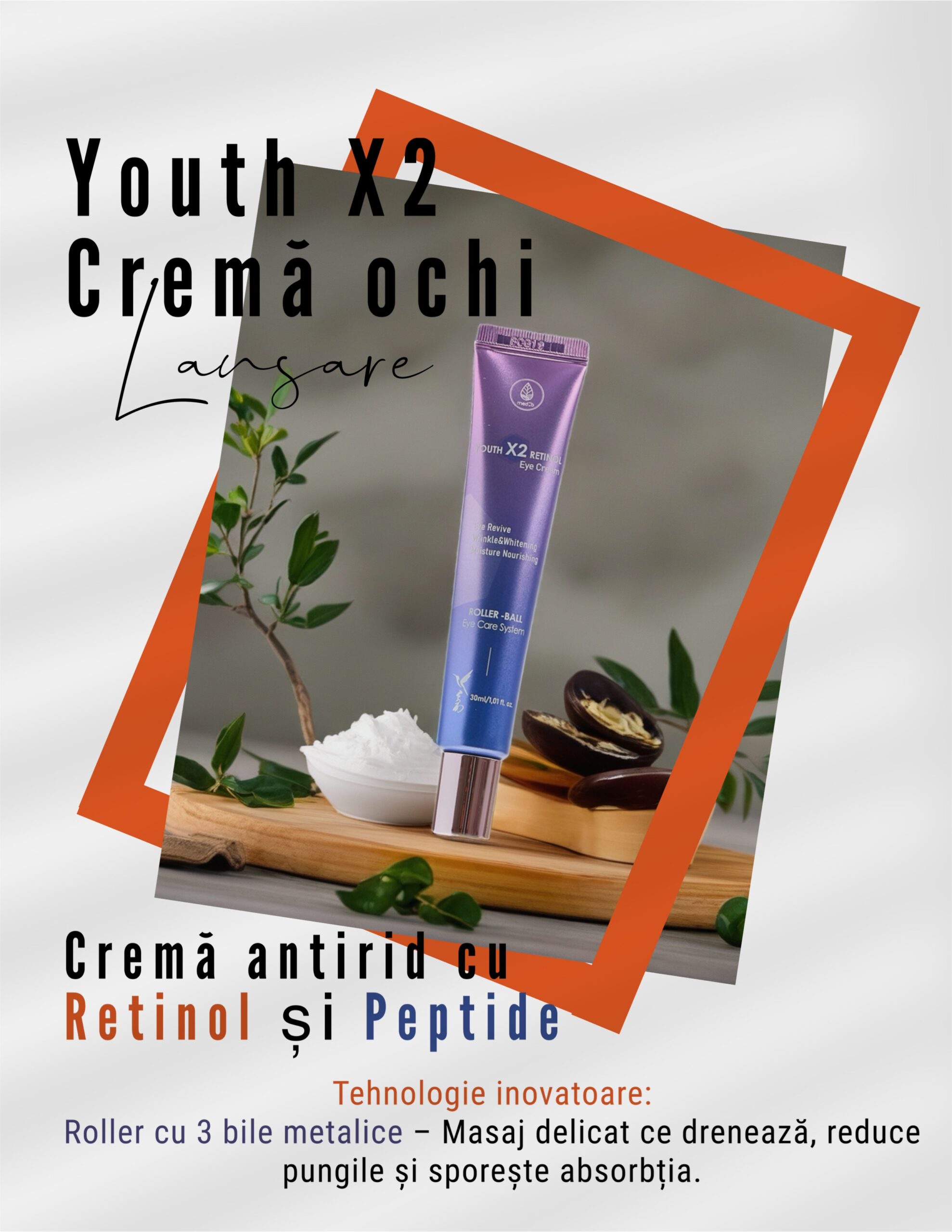 MEDB Youth X2 – Cremă antirid pentru ochi cu Retinol și Peptide - imagine 2